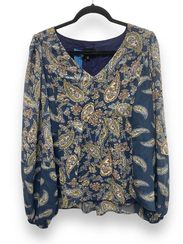 Top Long Sleeve By Clothes Mentor In Blue, Size: L Sophisticated Women's 
