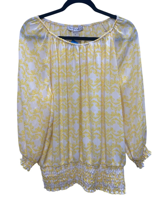 Top Long Sleeve By Peter Nygard In Yellow, Size: L Elegant Women's 