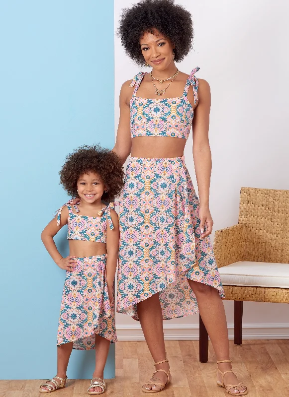 Butterick 6879 Mother and Daughter Tops and Skirts Pattern Bohemian Women's Free