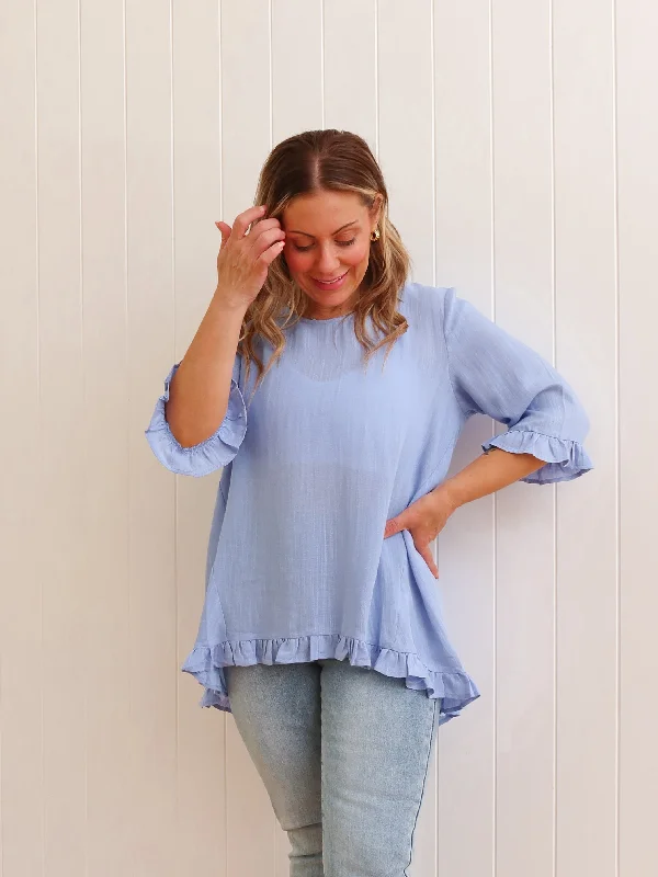 Rutherglen Blouse - Blue Cashmere
