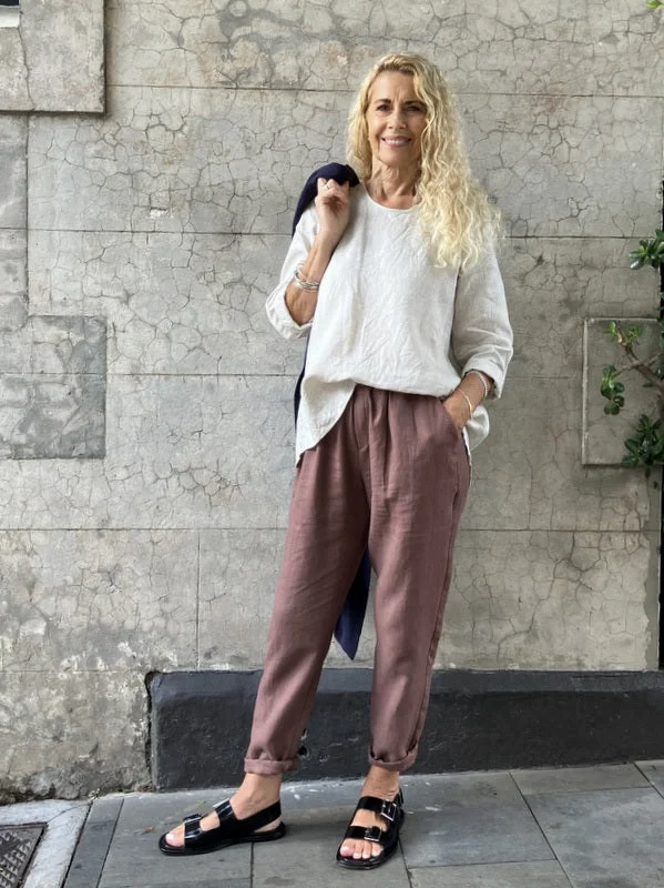 Jiva Maria Shirt- Antique Washed Linen - Natural Earthy Women's 