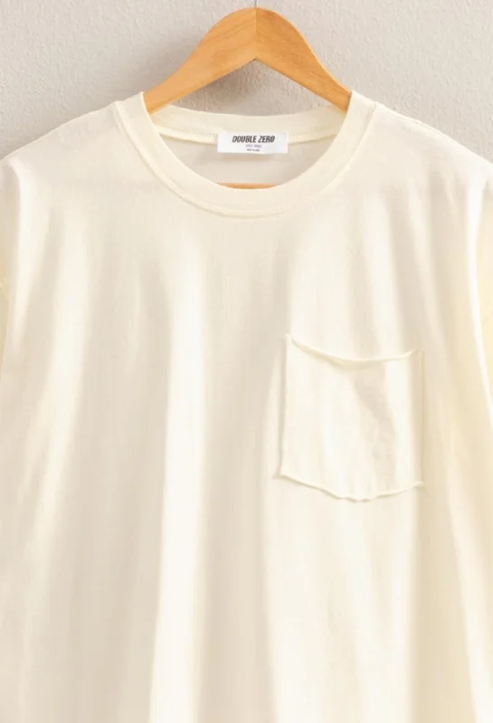 Best Solid Pocket Tee Off White Sleek Women's Metallic