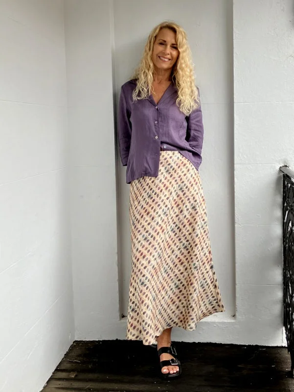Jiva Fitted Shirt - Aubergine - Ramie Casual Women's Loose - fitting