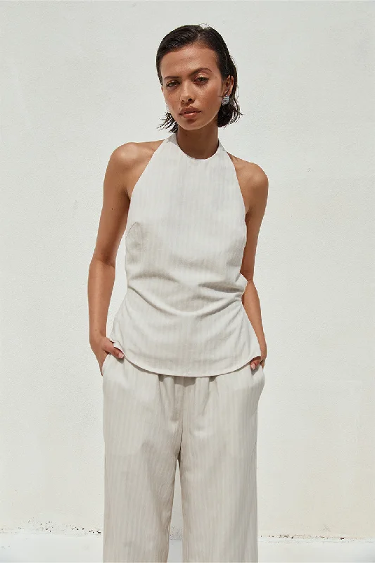 Heather Top - Stone Pinstripe garde