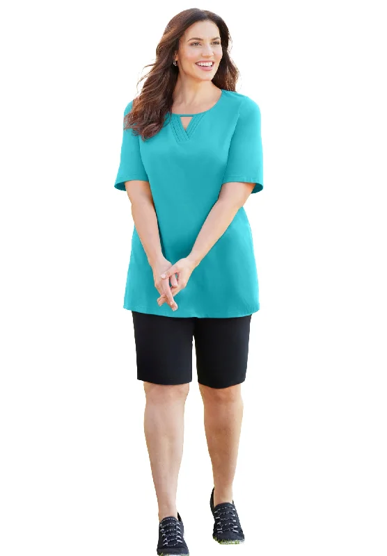 Suprema® Pleat-Neck Tee Bold Women's Statement