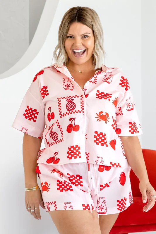 Siarra Button Up Shirt Mon Cheri Print Practical Women's Multi - 