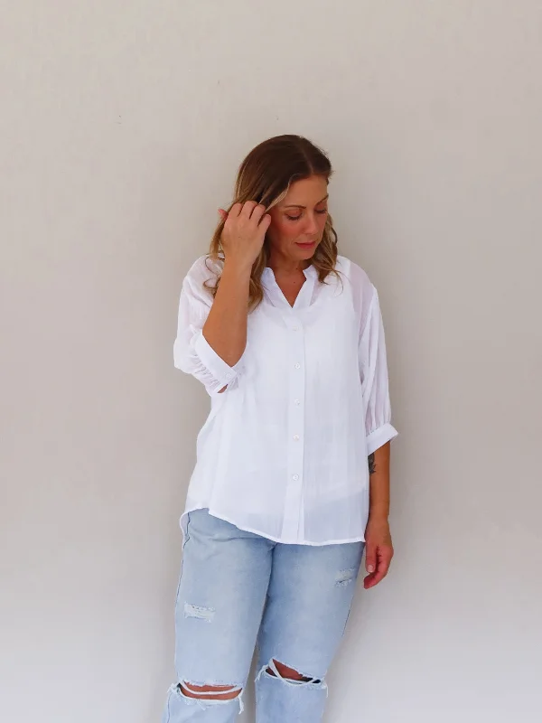 Mimi Blouse - White Trendy Women's 