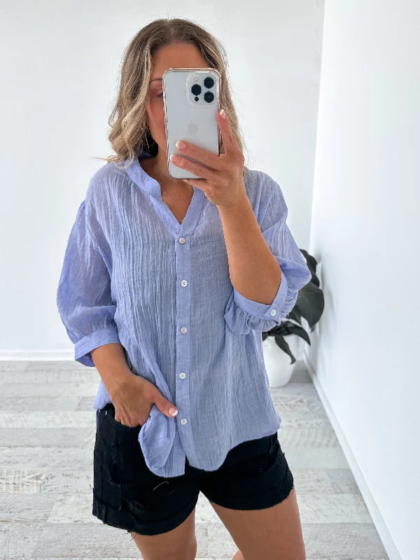 Mimi Blouse - Indigo Artistic Women's Hand - painted