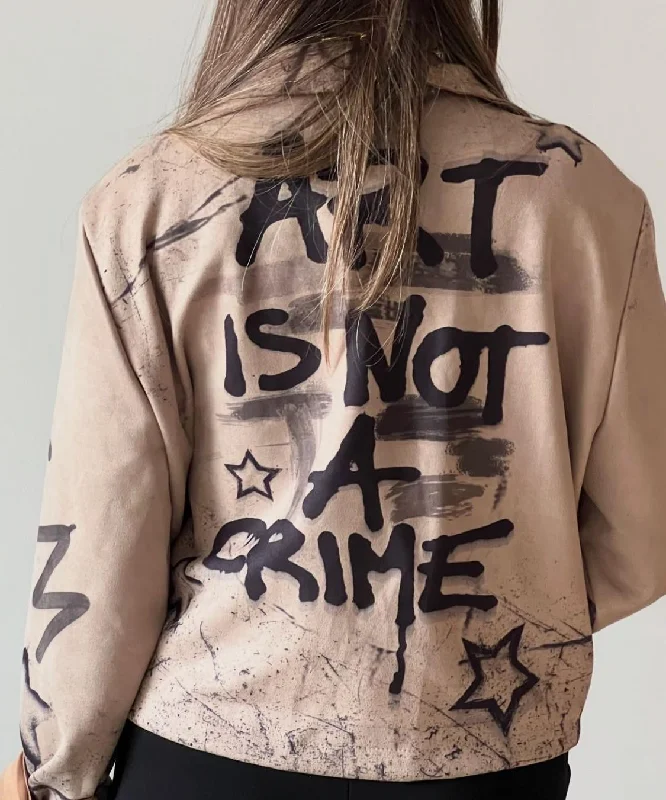 ART IS NOT A CRIME JACKET Casual Women's Loose - fitting