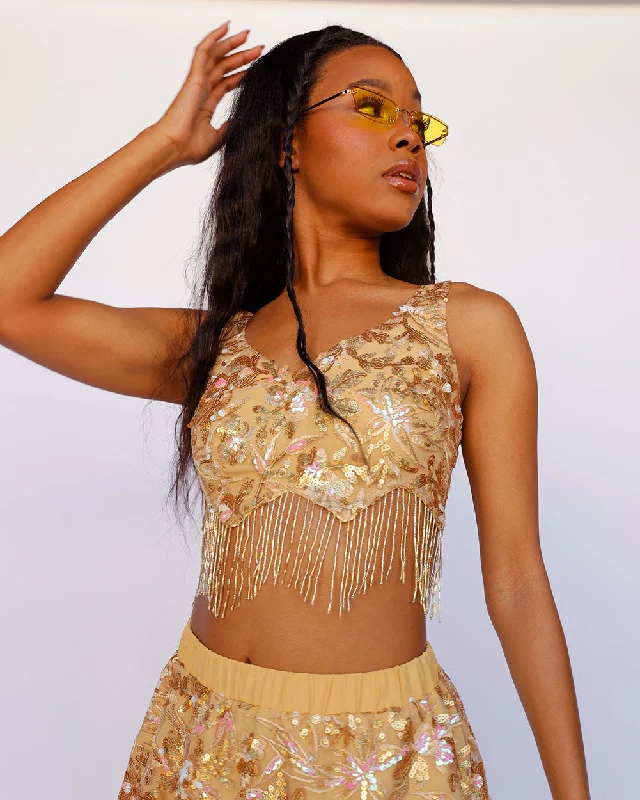 Golden Hour Fringe Top Sophisticated Women's Tailored