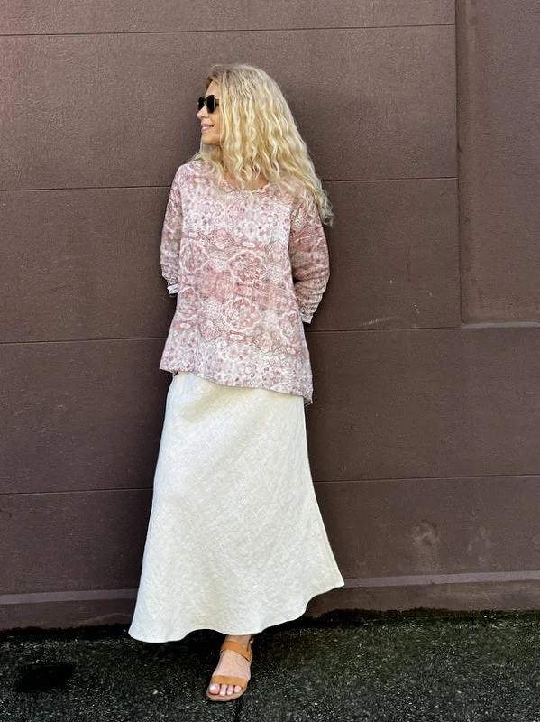 Jiva Maria Shirt -  Clay Moroccan Tile Print - Ramie Monochromatic All - in - one