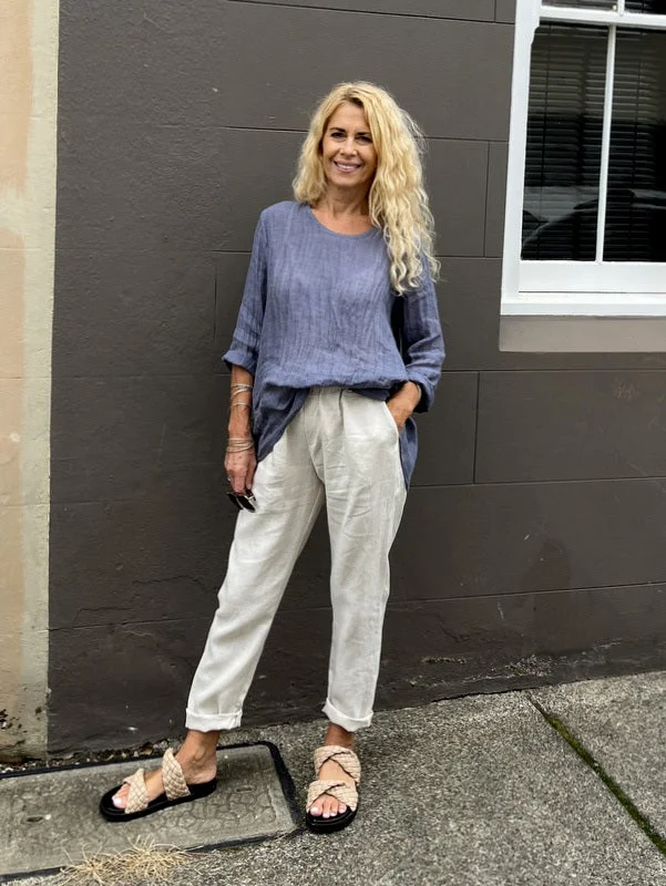 Jiva Maria Shirt- Gauze Linen - New Blue Feminine Women's Style 