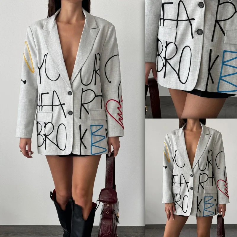 QUZU BROKEN HEART BLAZER Relaxed Women's Beachy