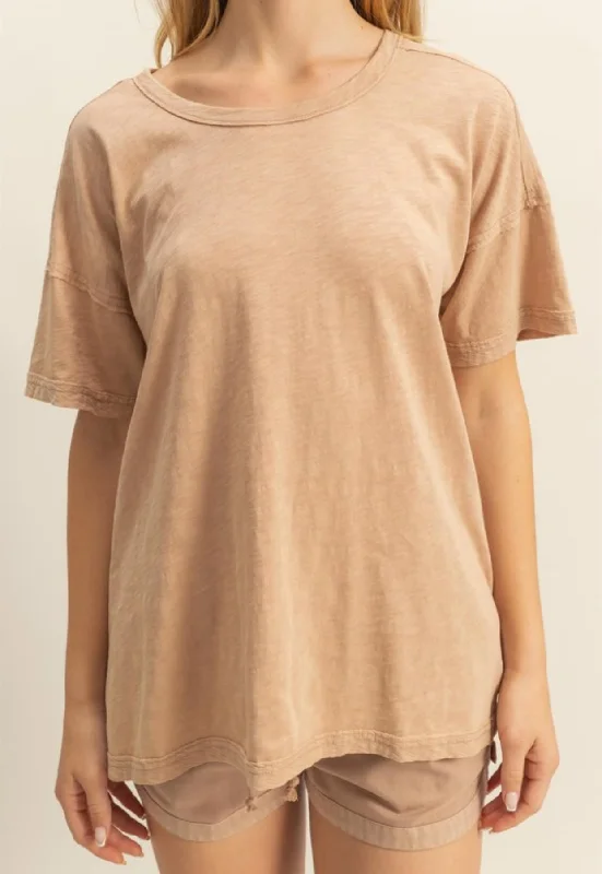 Relaxed Washed Cotton Classic Tee Taupe Modern Women's Tech