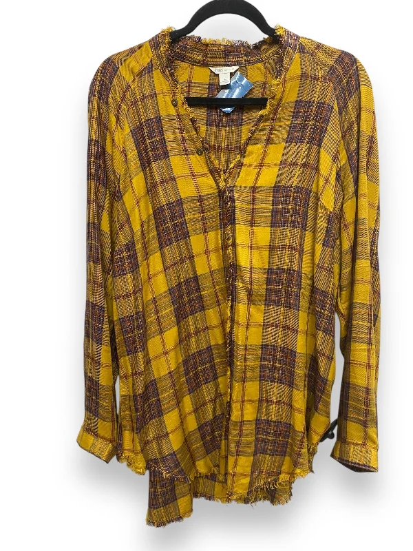 Top Long Sleeve By Cato In Yellow, Size: L Elegant Women's 