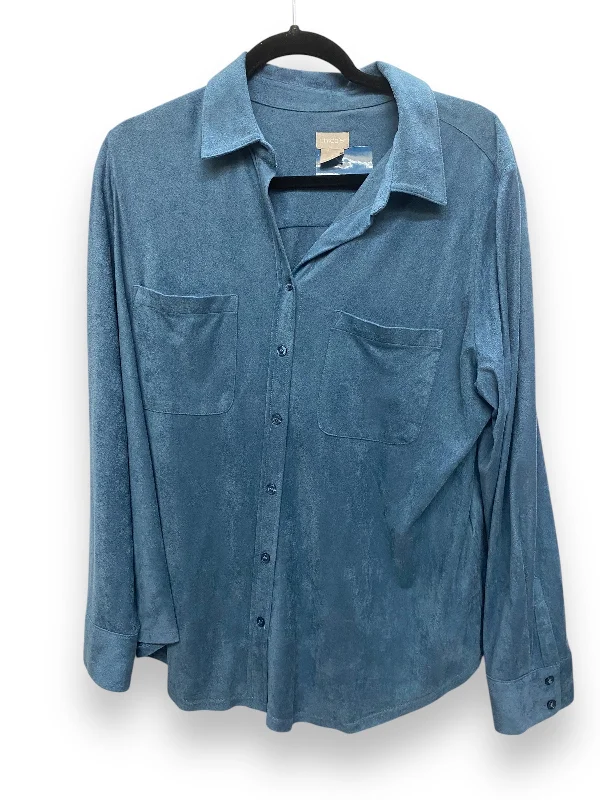 Top Long Sleeve By Chicos In Blue, Size: 2 Elegant Women's 