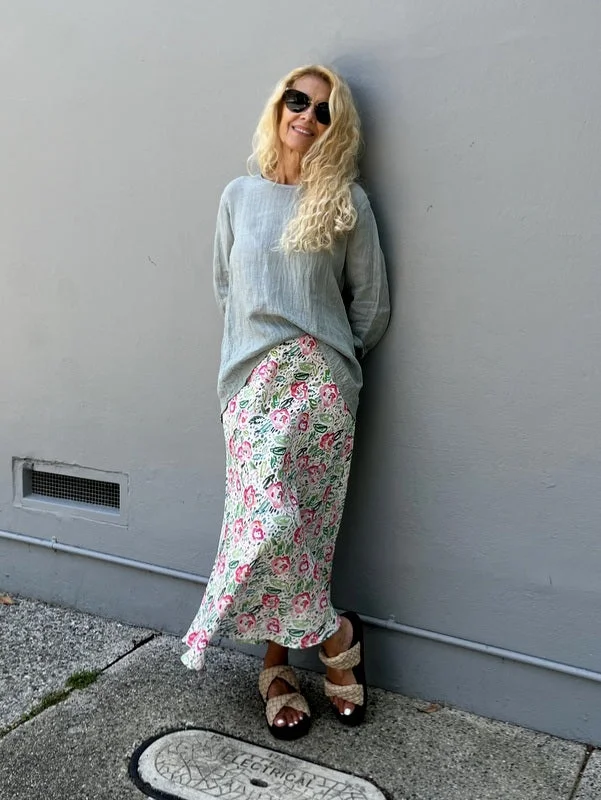 Jiva Maria Shirt- Gauze Linen - Seaweed Cool Women's Skate