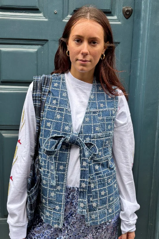 Damson Madder Dilly Denim Broderie Vest Youthful Women's Pop