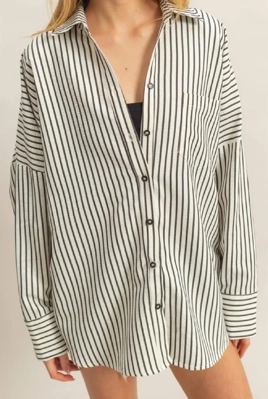 Black Stripe Oversized Button Down garde