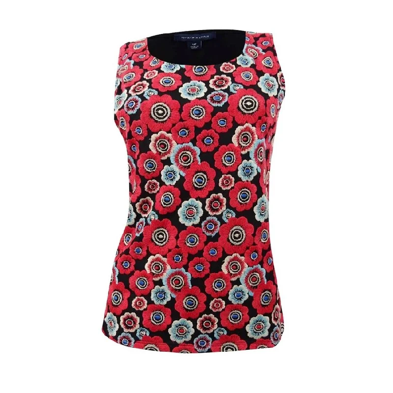 Tommy Hilfiger Women's Flower-Embroidered Shell Feminine Women's Soft 