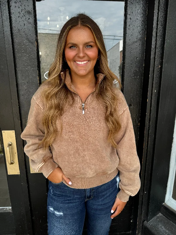 Camel fleece lined half zip Modern Women's 