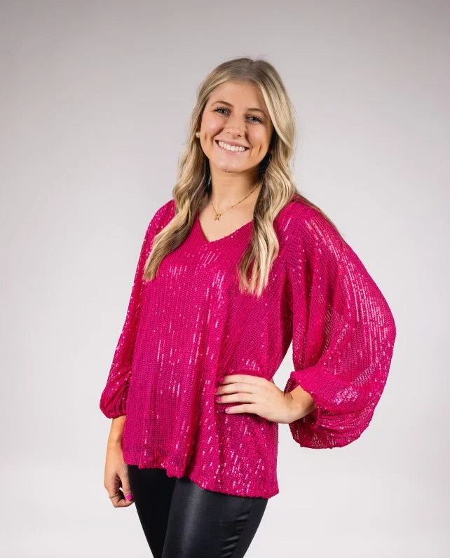 Hot Pink Sparkly Top Laid - back Women's Vibe