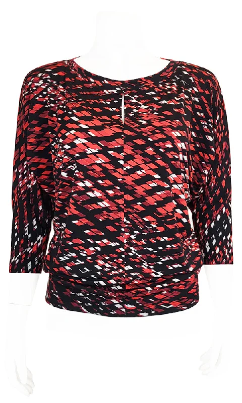 AMANDA Diamond Slouch Tee in RED Sporty Women's Athleisure 