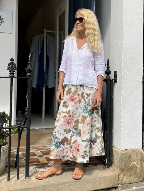 Jiva Fitted Shirt- Gauze Linen- White Refined Women's Hand - crafted