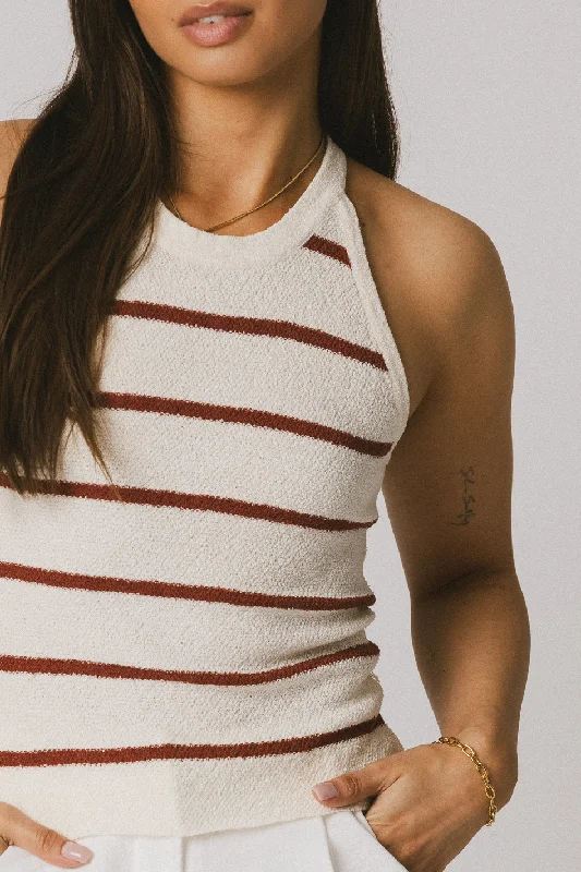 Kamari Striped Tank Top in Marsala Sophisticated Women's 
