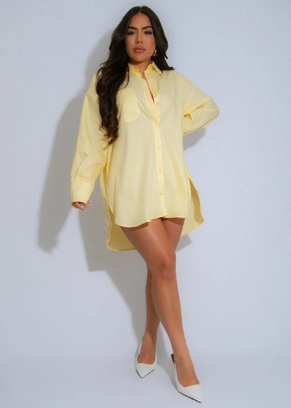 Effortless Chic Shirt Mini Dress Yellow Country