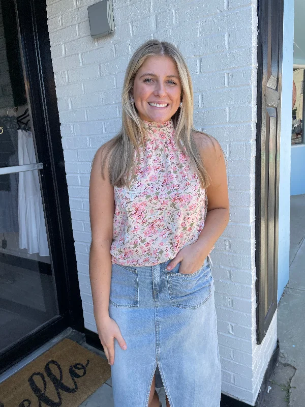 Floral Tie Blouse Tough Women's Military - inspired