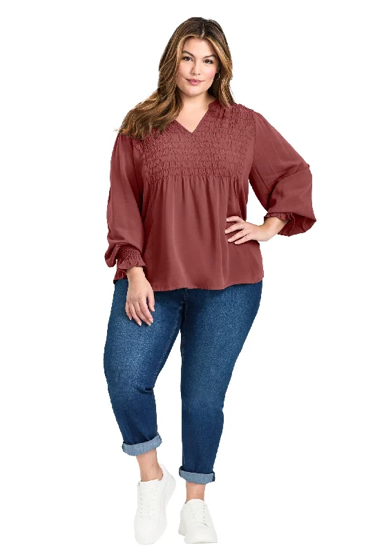 Marcie Shirred Detail Blouse Geometric