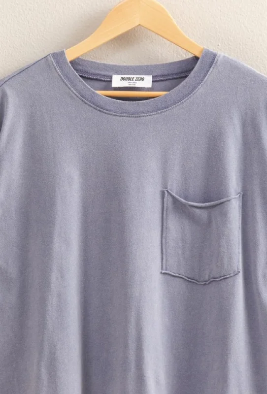 Best Solid Pocket Tee Dusty Indigo Geometric