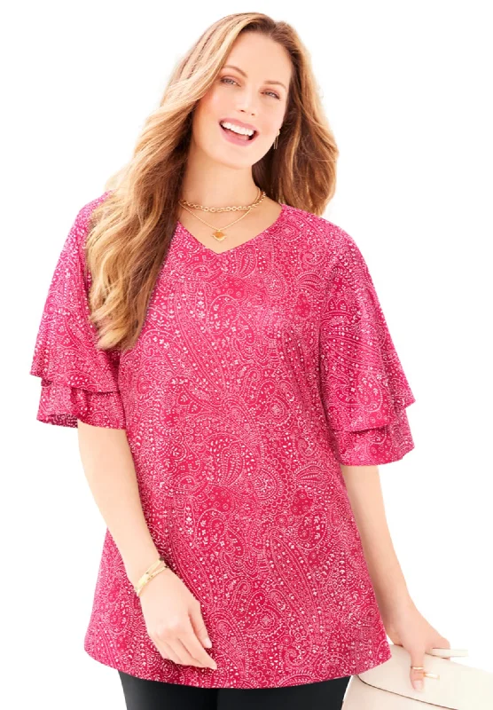 Flutter Sleeve Swing Top Confident Women's Power