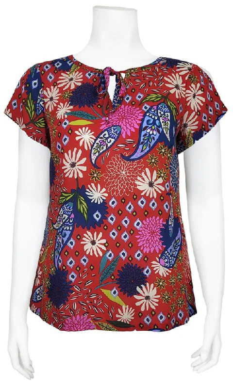 BRONTE Paisley Puff Blouse in RED - FINAL SALE European