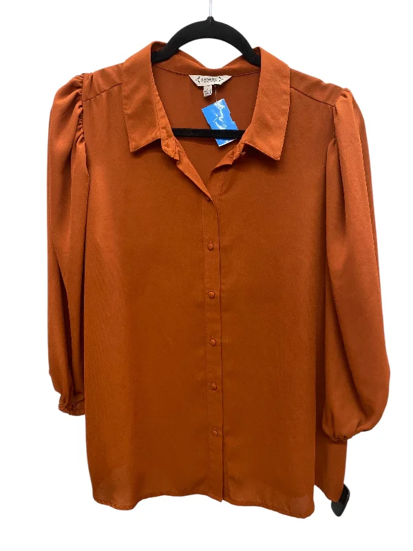Top Long Sleeve Basic By Nanette By Nanette Lepore In Orange, Size: S Sporty Women's Athleisure 
