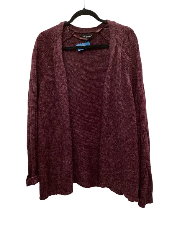 Sweater Cardigan By Lane Bryant In Purple, Size: 1x Classic Women's Pin - striped