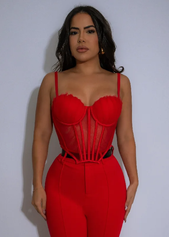 Obsidian Flame Mesh Crop Top Red Classic Women's Tweed
