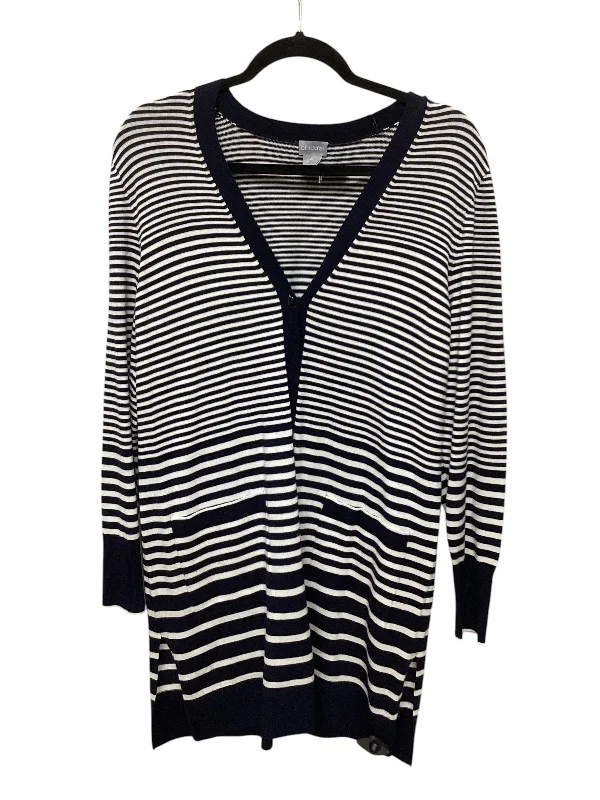 Cardigan By Chicos In Striped Pattern, Size: M Disco