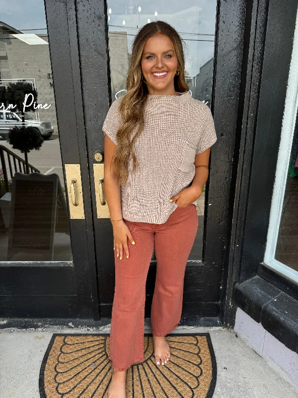 Mocha short sleeve sweater Monochromatic Office Style