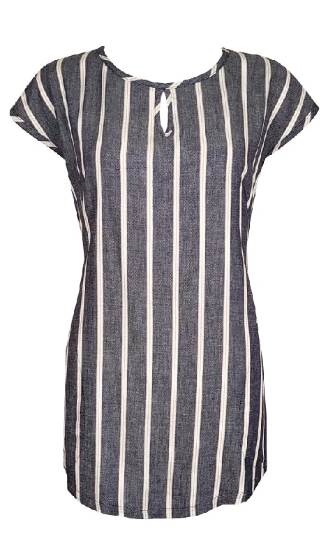 DYLAN Denim Stripe Keyhole Tunic - FINAL SALE Practical Women's Quick - dry