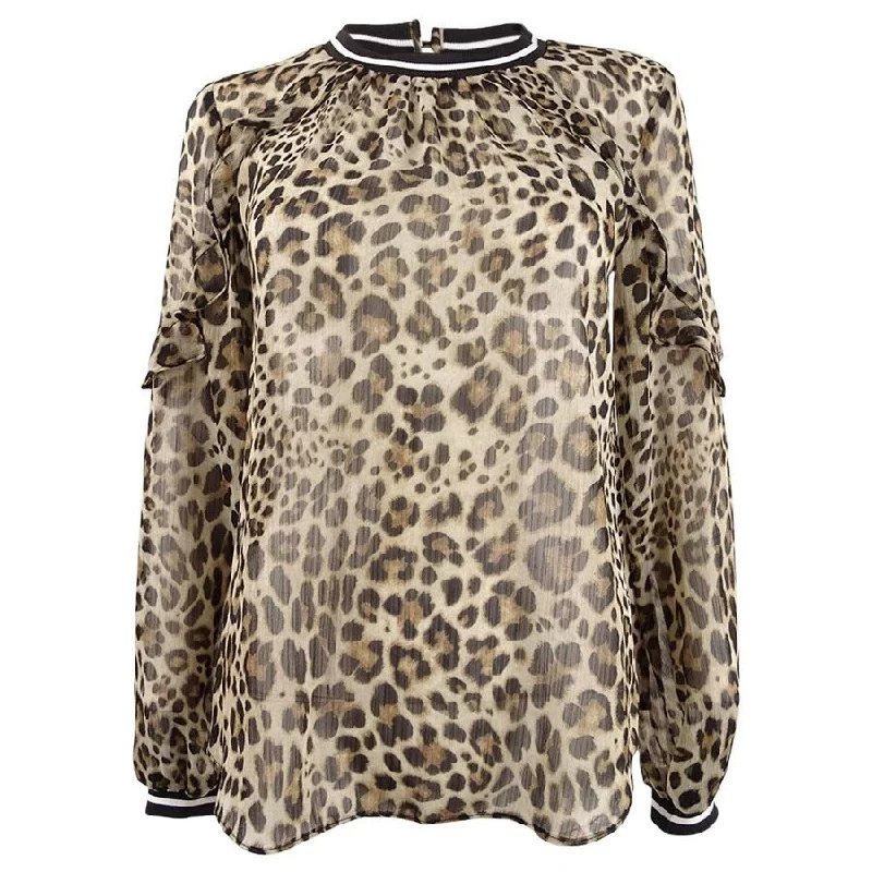 RACHEL Rachel Roy Women's Sheer Leopard-Print Top Athletic Women's High - 