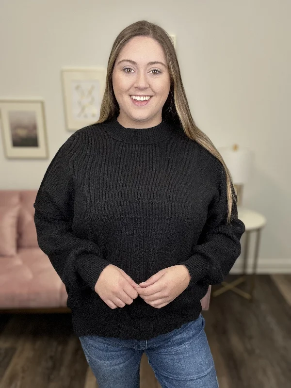 Give You Joy Women's Oversized Mock Neck Hi Lo Sweater Street