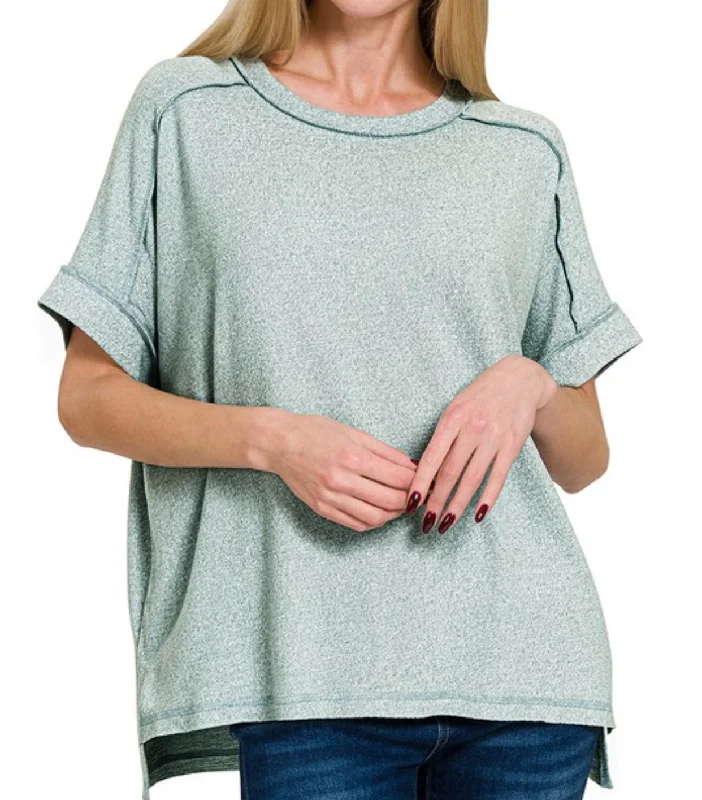 Two Tone Short Sleeve Hi Lo Tee Blue Grey Street