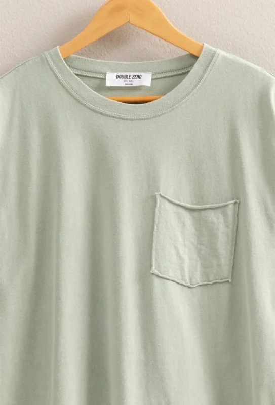 Best Solid Pocket Tee Dusty Sage Refined Women's Hand - crafted