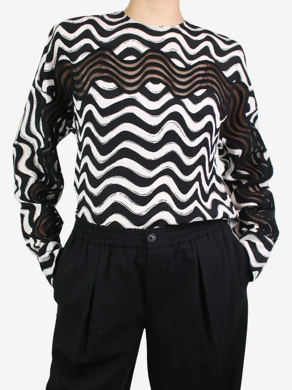 White sheer detail silk blouse - size IT 42 Monochromatic All - in - one