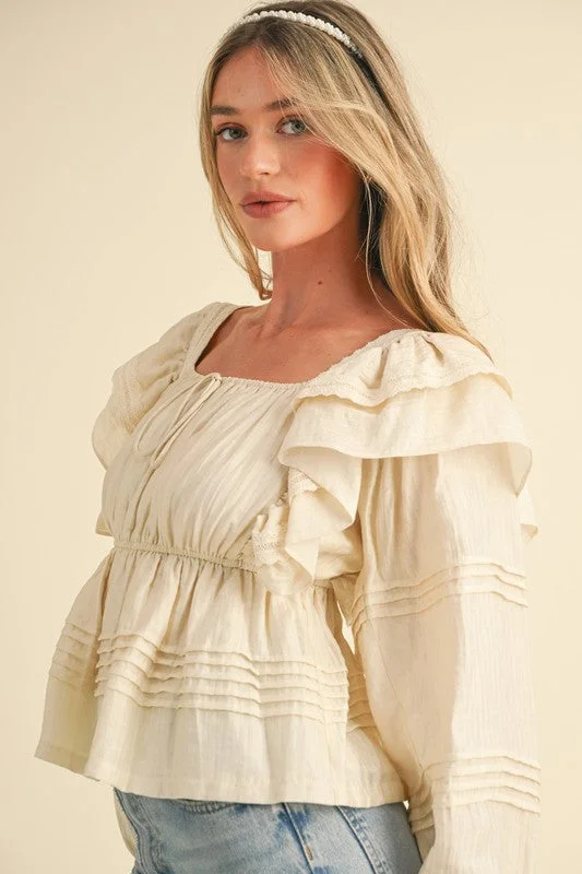 Lace-Trimmed Peplum Top Sharp Women's Italian
