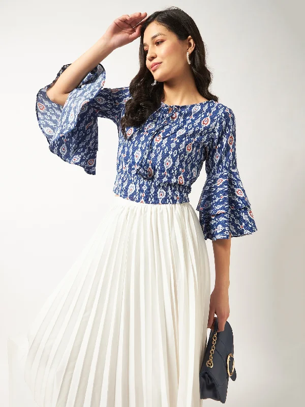 Ikat Printed Bell Sleeves Top French