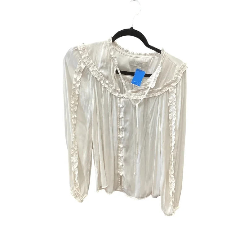 Top Long Sleeve By Loft In White, Size: S Modern Women's 