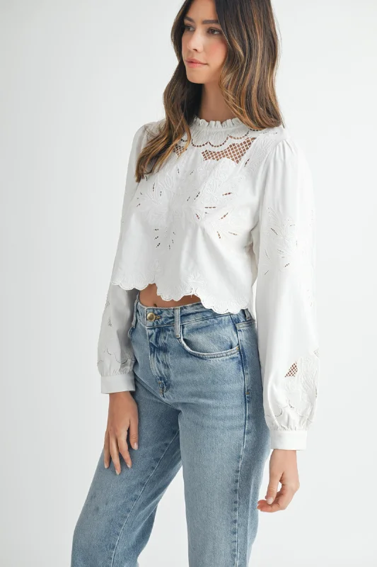 Embellished Sleeve Blouse Artistic Women's Hand - painted
